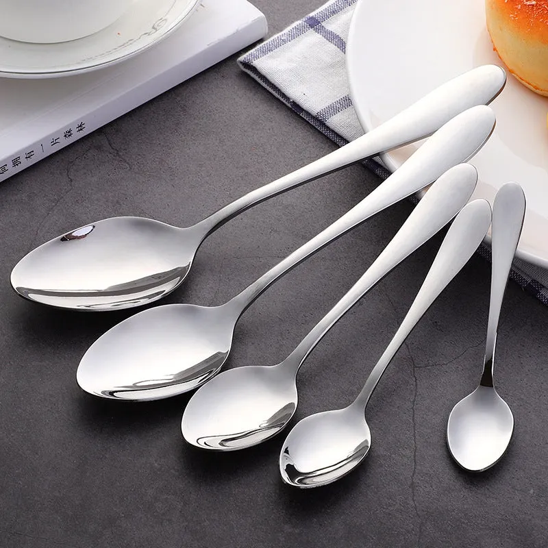 Stainless Steel Tableware Tip Spoon Creative Western Thickened Dessert Spoon Household Spoon