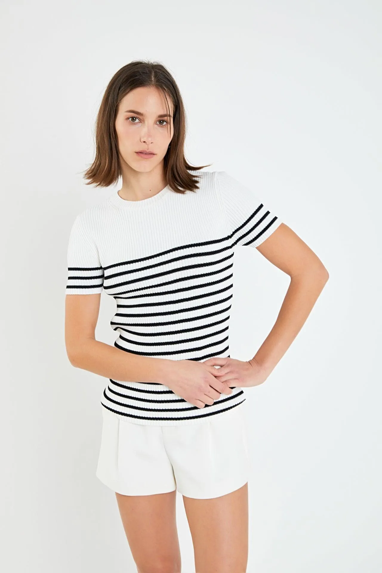 Stripe Fitted Knit Top