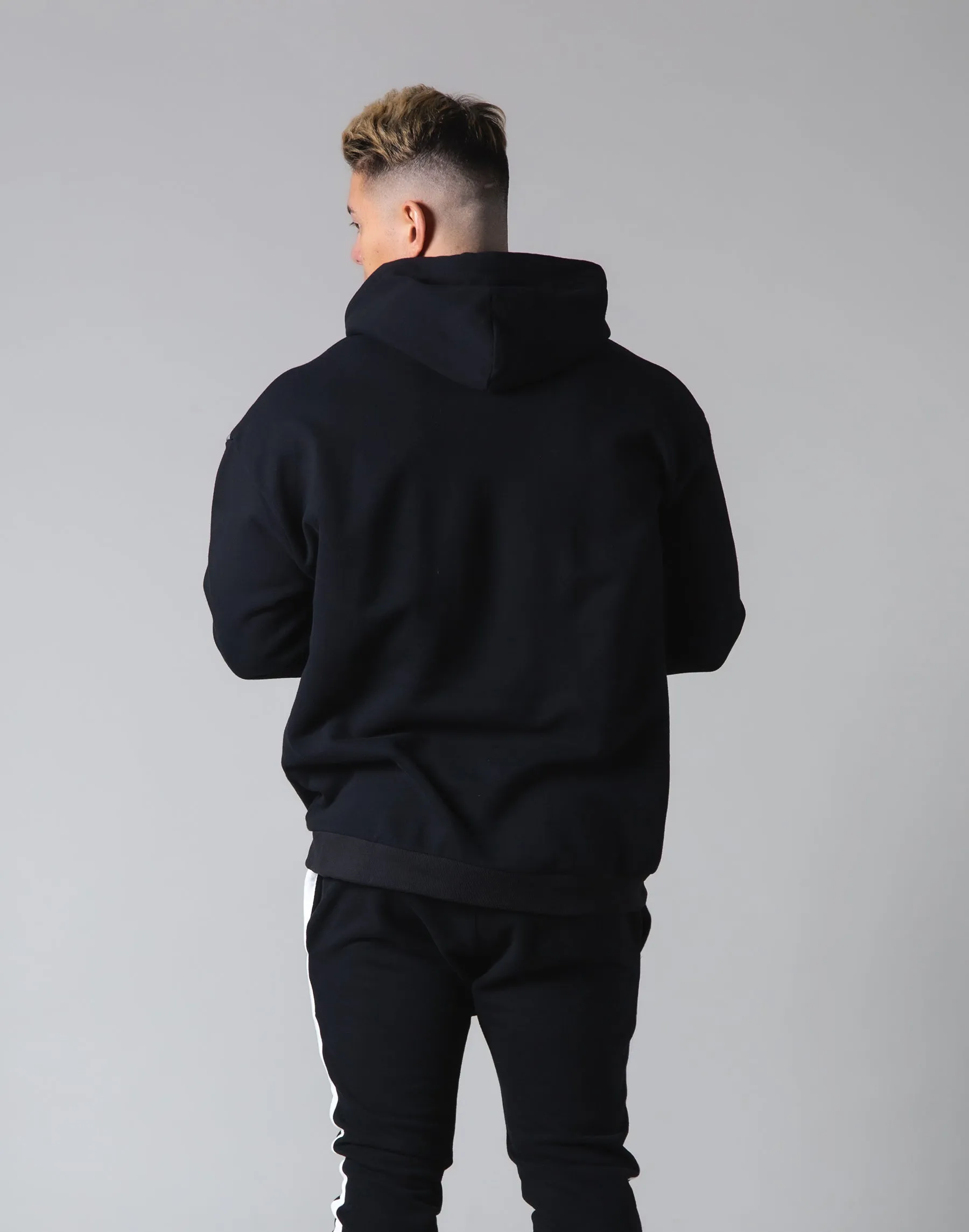 Stripe Pullover Hoodie - Black