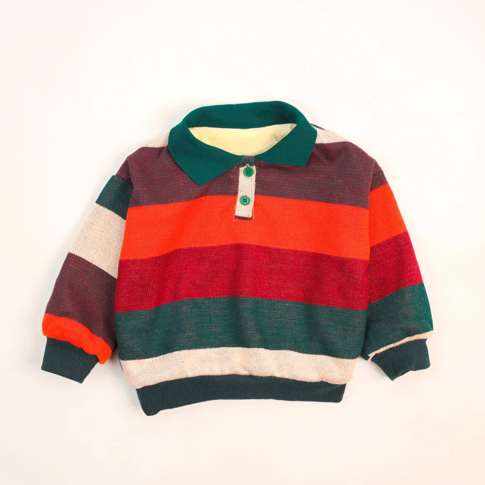 Striped Polo Neck Pullover for Boys 7185