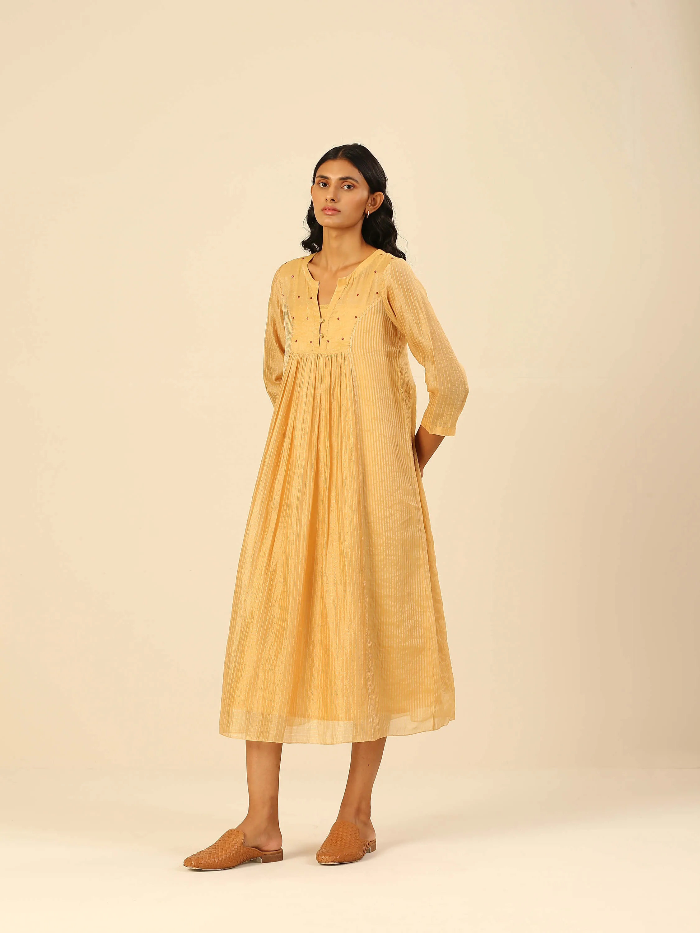 Sunflower Gathered Midi Dress