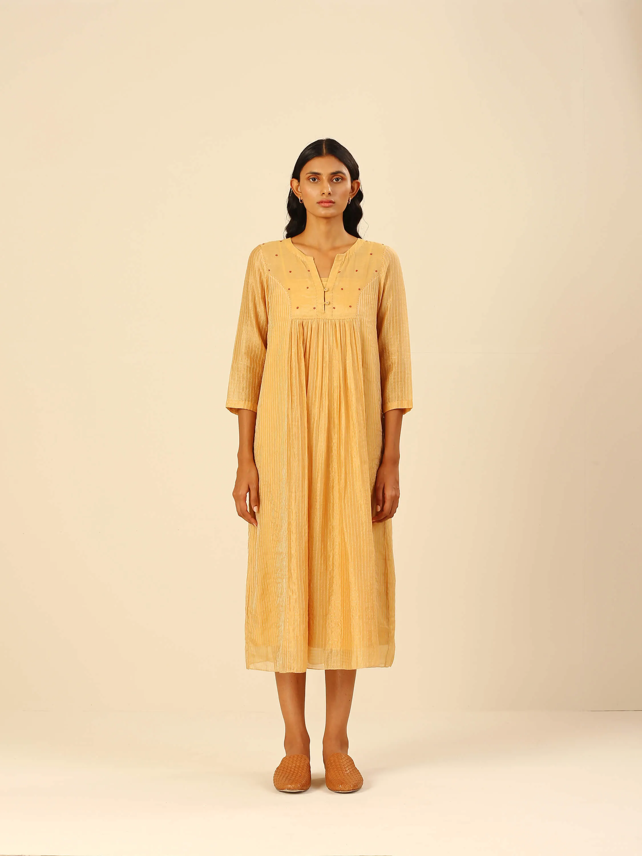 Sunflower Gathered Midi Dress