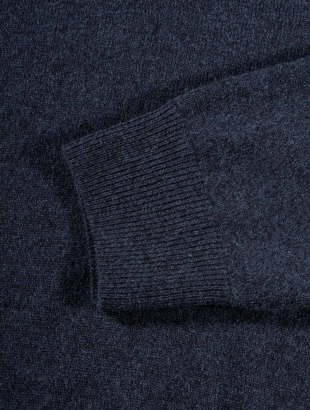 Super Fine Lambswool V-Neck Sweater Dark Navy Melange