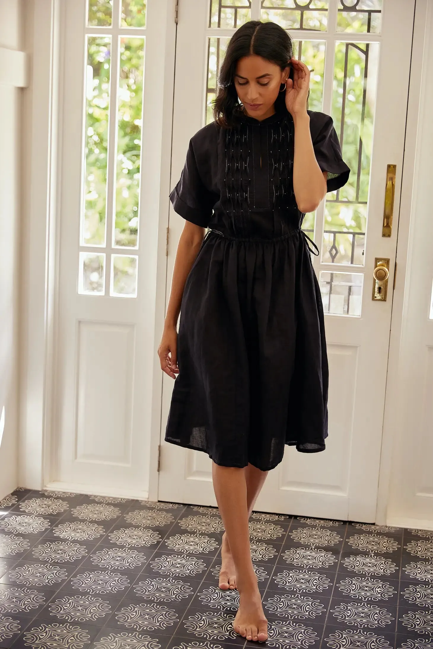 Sur Midi Dress | Black Linen