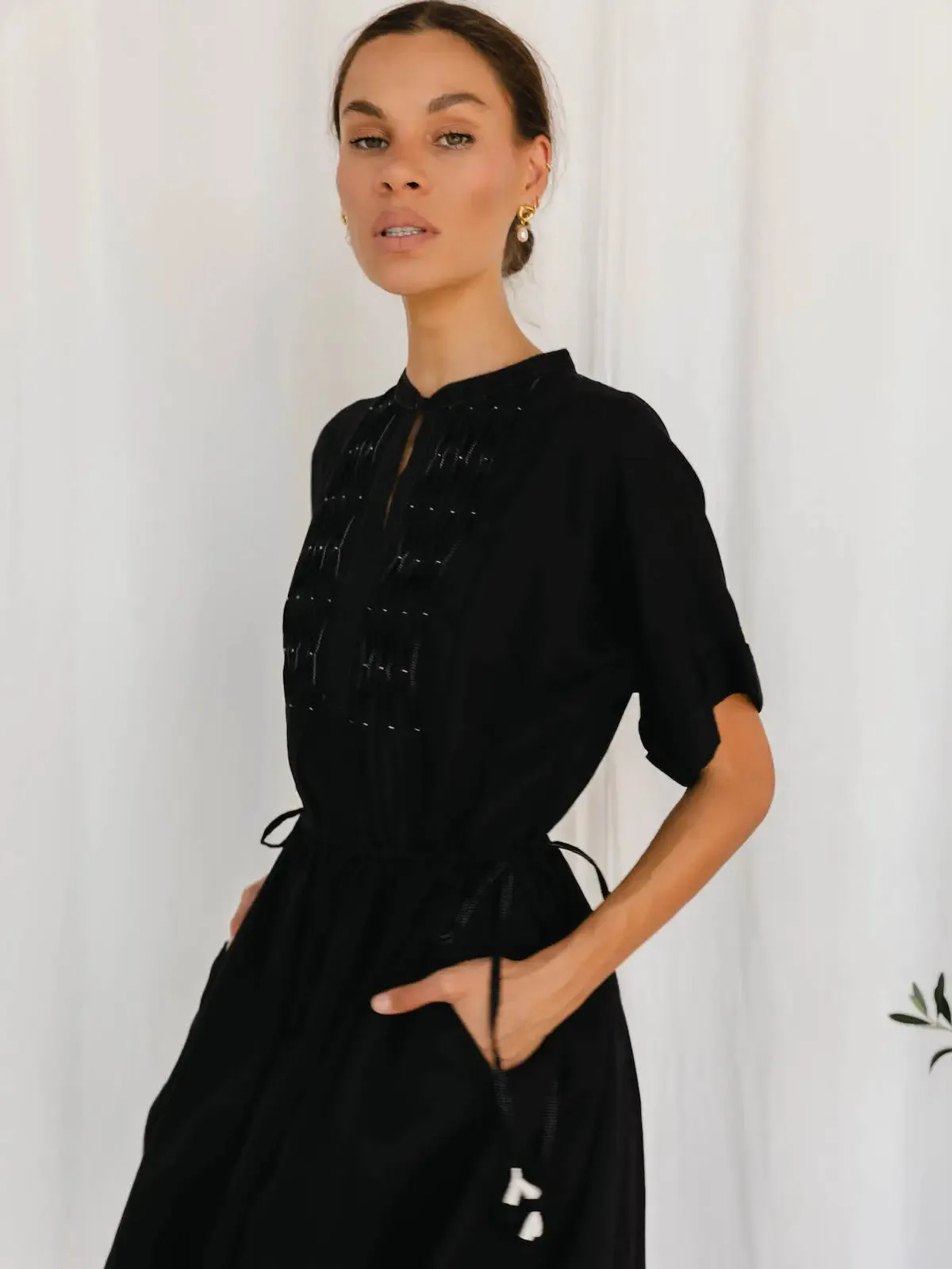 Sur Midi Dress | Black Linen