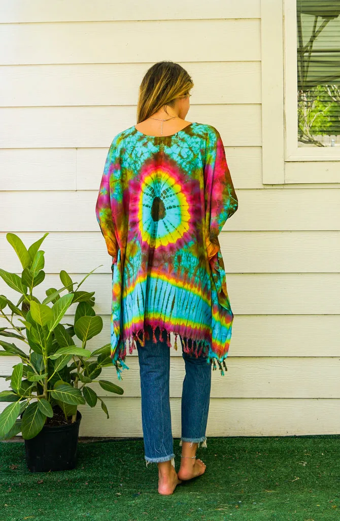 T4375- Hand Dyed Tunic Boho Kaftan Blouse Hippie Oversize Tops