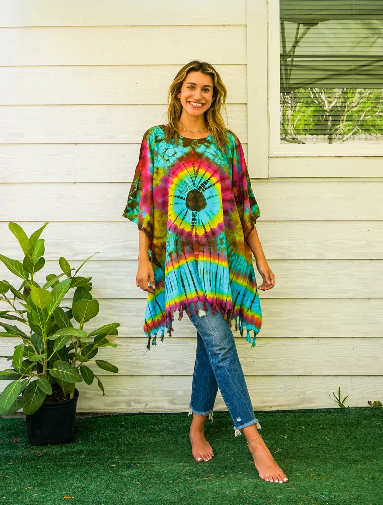 T4375- Hand Dyed Tunic Boho Kaftan Blouse Hippie Oversize Tops