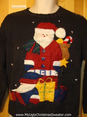 Tacky Ugly Christmas Sweater with Giant Santa (f325)