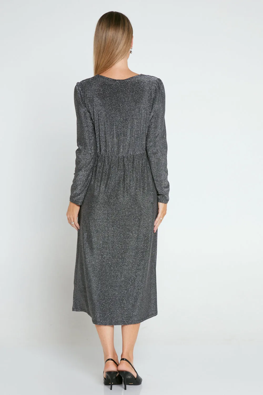 Taylor Lurex Dress - Steel