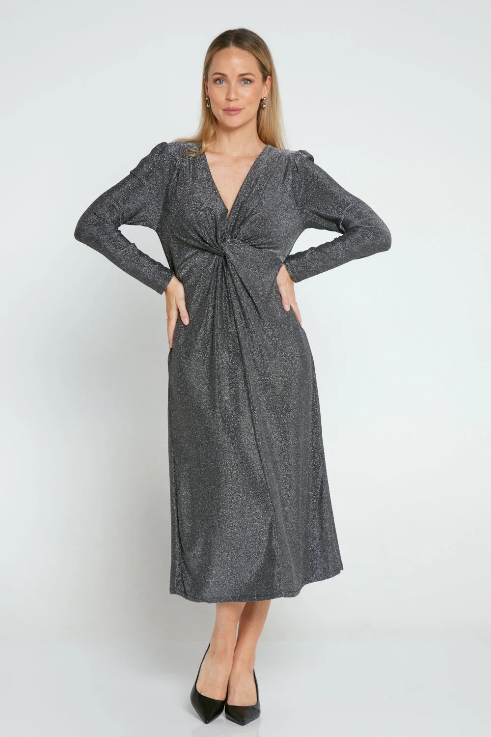 Taylor Lurex Dress - Steel