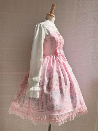 The Exquisite Printing ~ Sweet Lolita JSK Dress Ruffled Midi Party Dress for Women