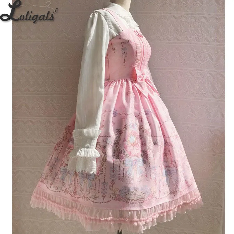 The Exquisite Printing ~ Sweet Lolita JSK Dress Ruffled Midi Party Dress for Women