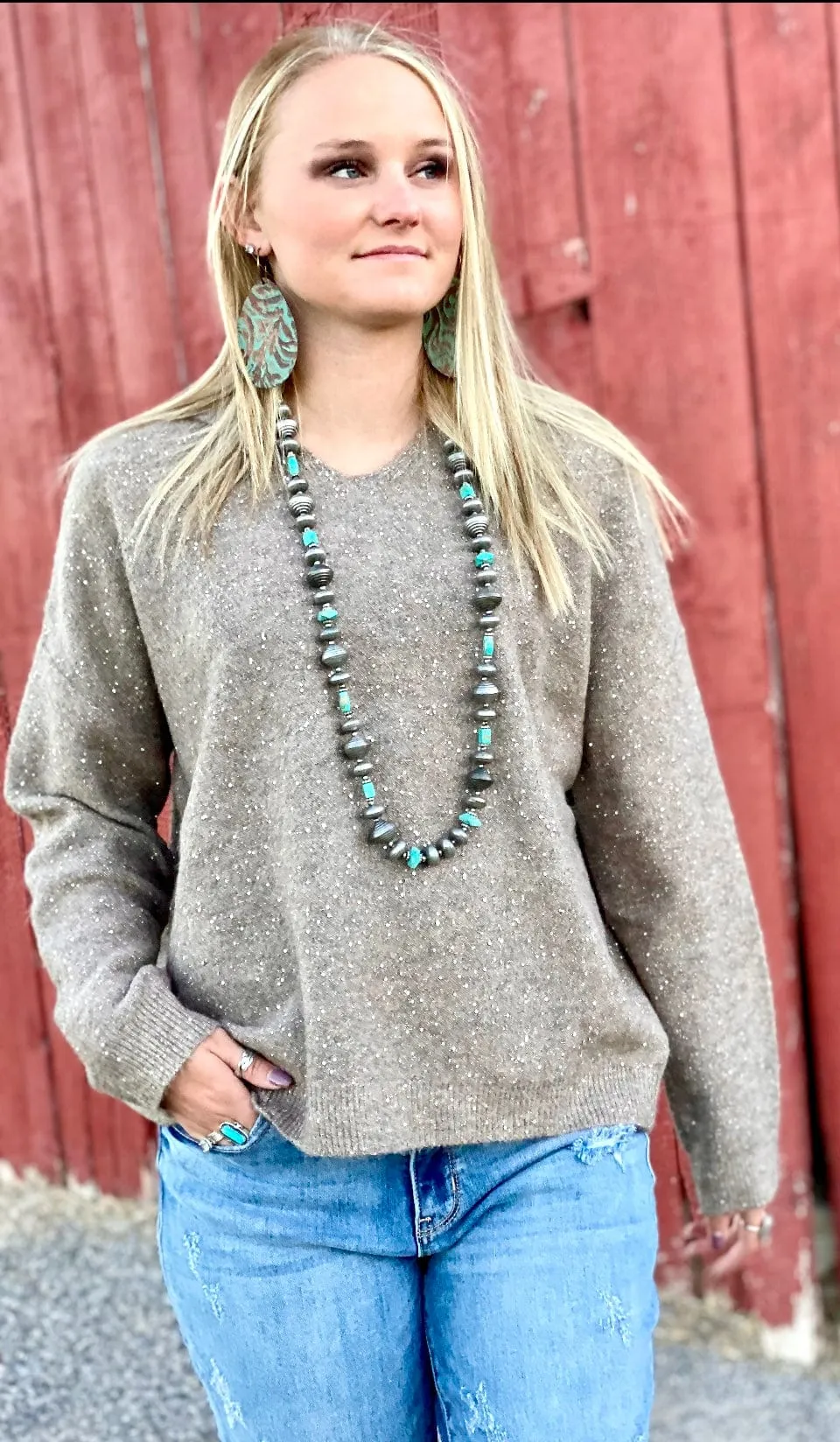 The Holiday Time Glitter V Neck Sweater