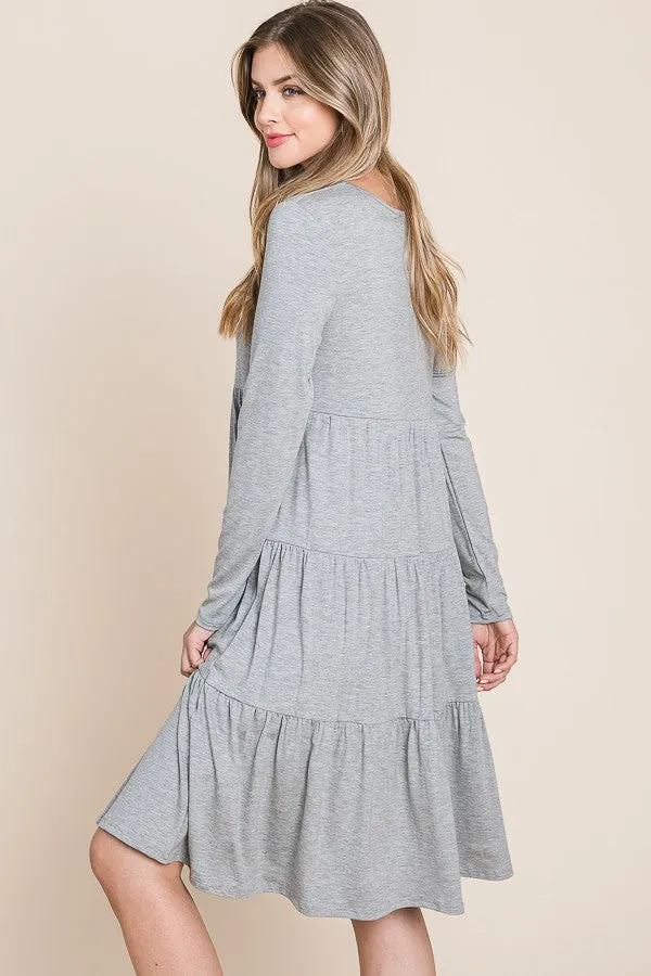 Tiered Midi Dress Style 1208 in Heather Grey