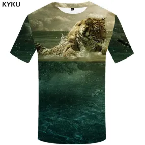 Tiger T-shirts Men Animal Tshirt Anime Fish T shirts Funny Water T-shirt 3d Cloud Tshirts Print Mens Fashion Graphic Unisex