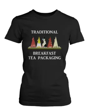 Traditional Breakfast Tea Packaging Funny Design Women's Shirt