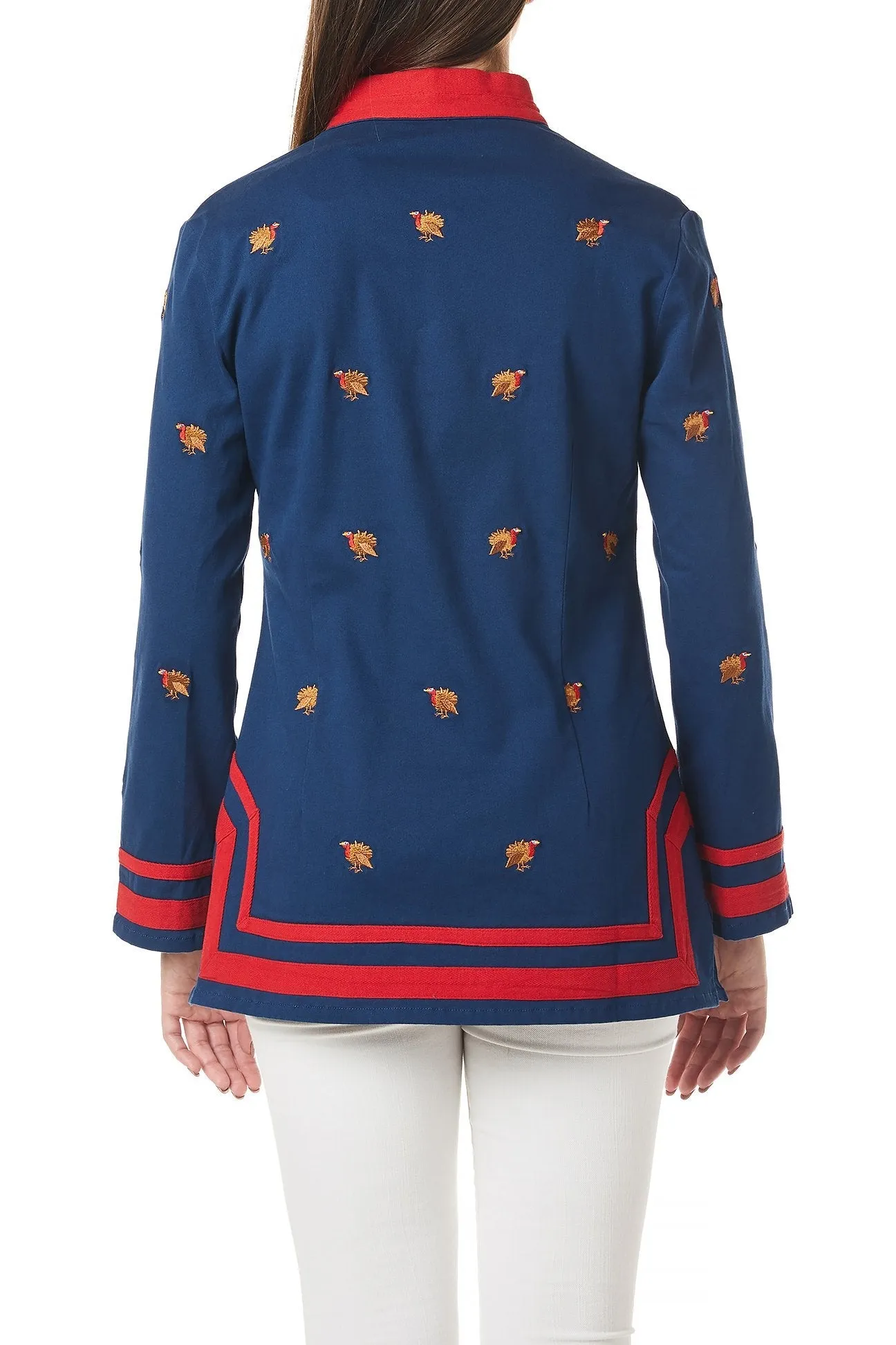 Tunic Top Nantucket Navy with Turkey and Red Trim