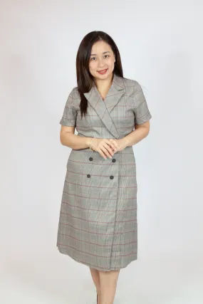 Tweed Crossover Button Dress