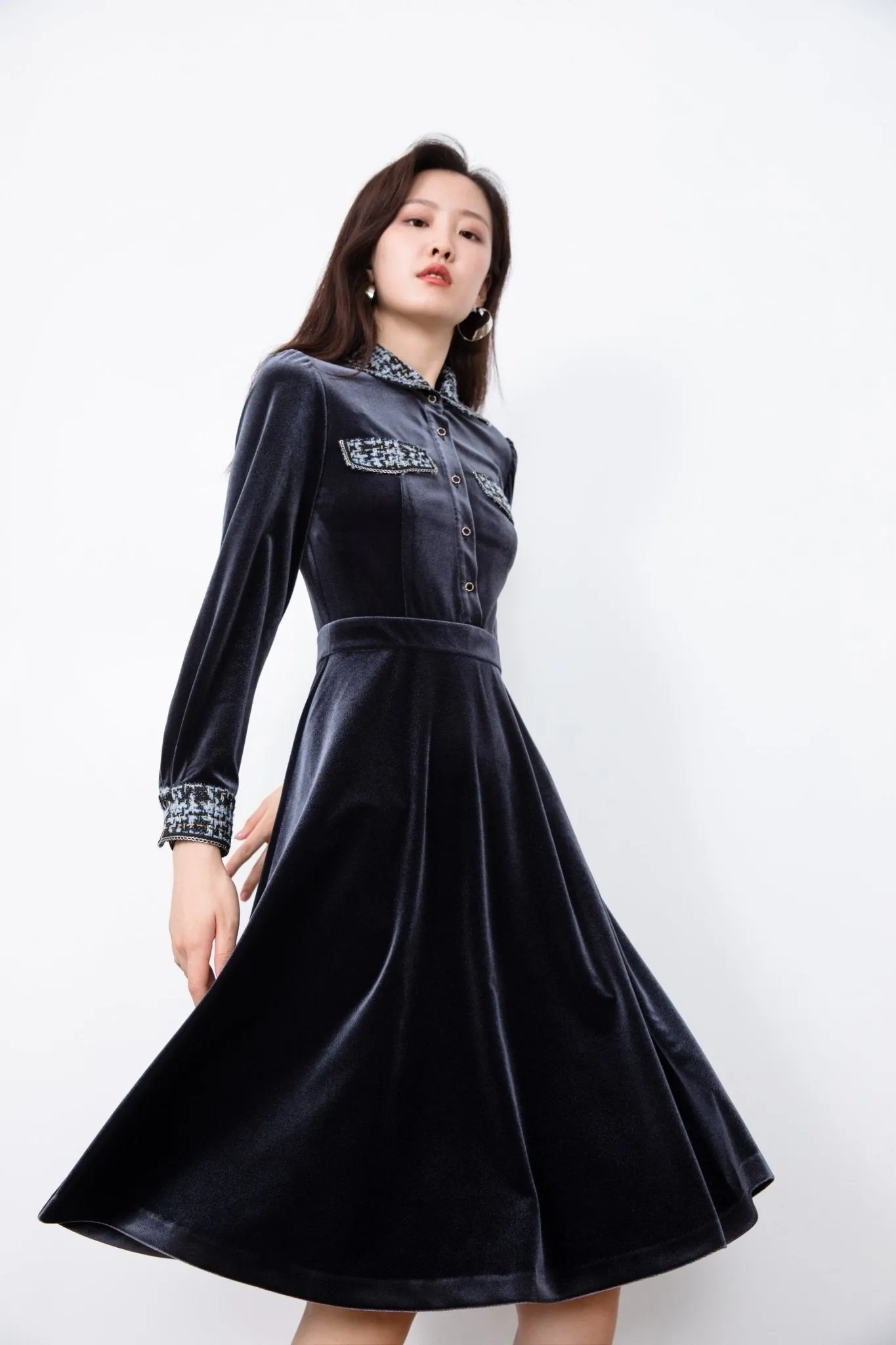 Twilight Blue Velvet Dress