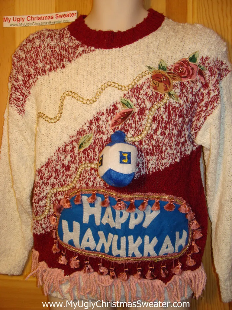 Ugly Christmas Sweater Party Hanukkah Sweater 80s (j117)