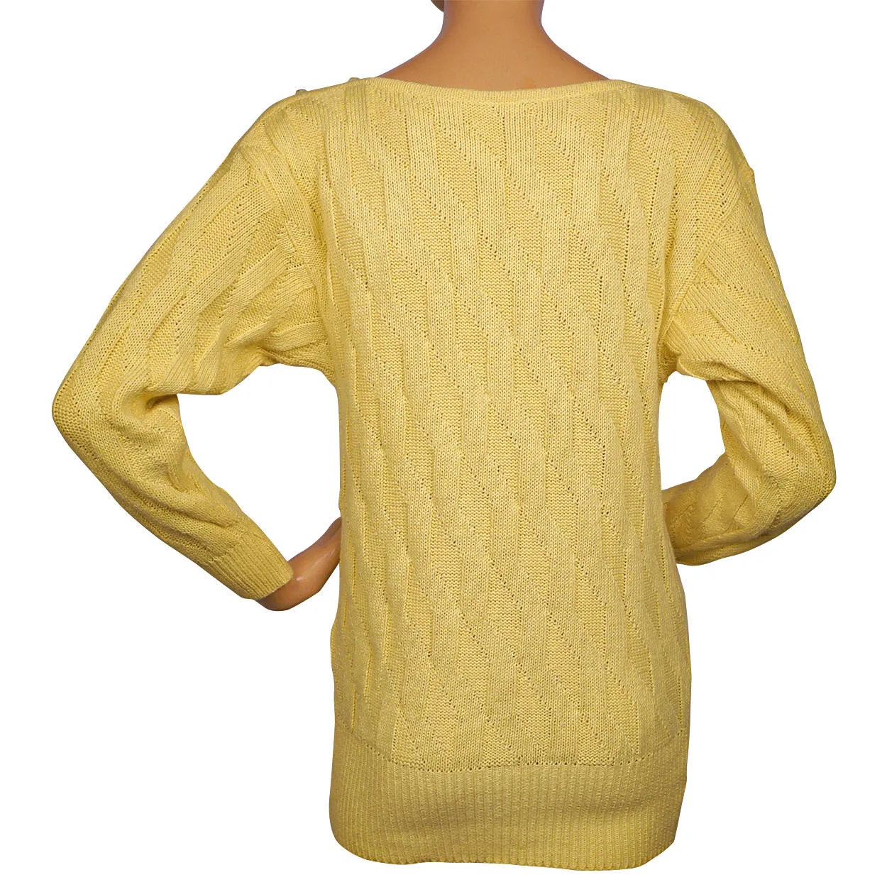 Vintage 1980s Guy Laroche Sweater Yellow Cotton Flax Size Small 36