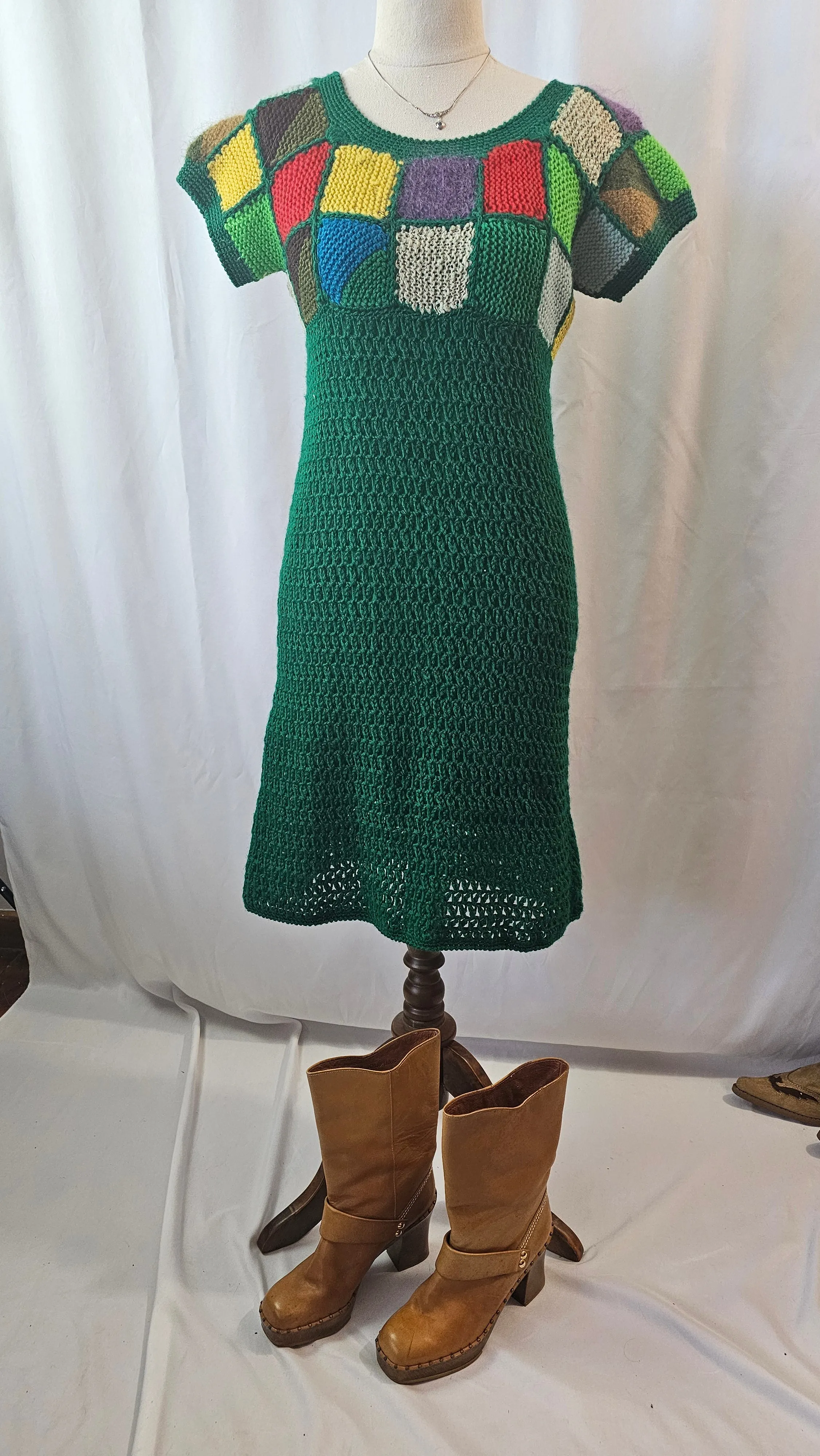 Vintage 70s crochet dress S