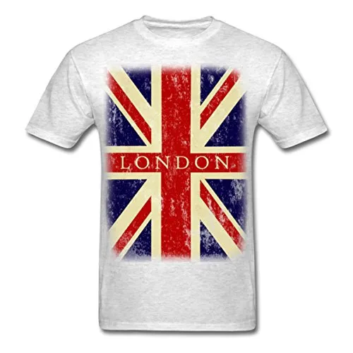 Vintage UK London Flag Men's T-Shirt Cotton Low Price Top Tee For Teen Boys Cheap Price 100 % Cotton Tee Shirts Basic Models