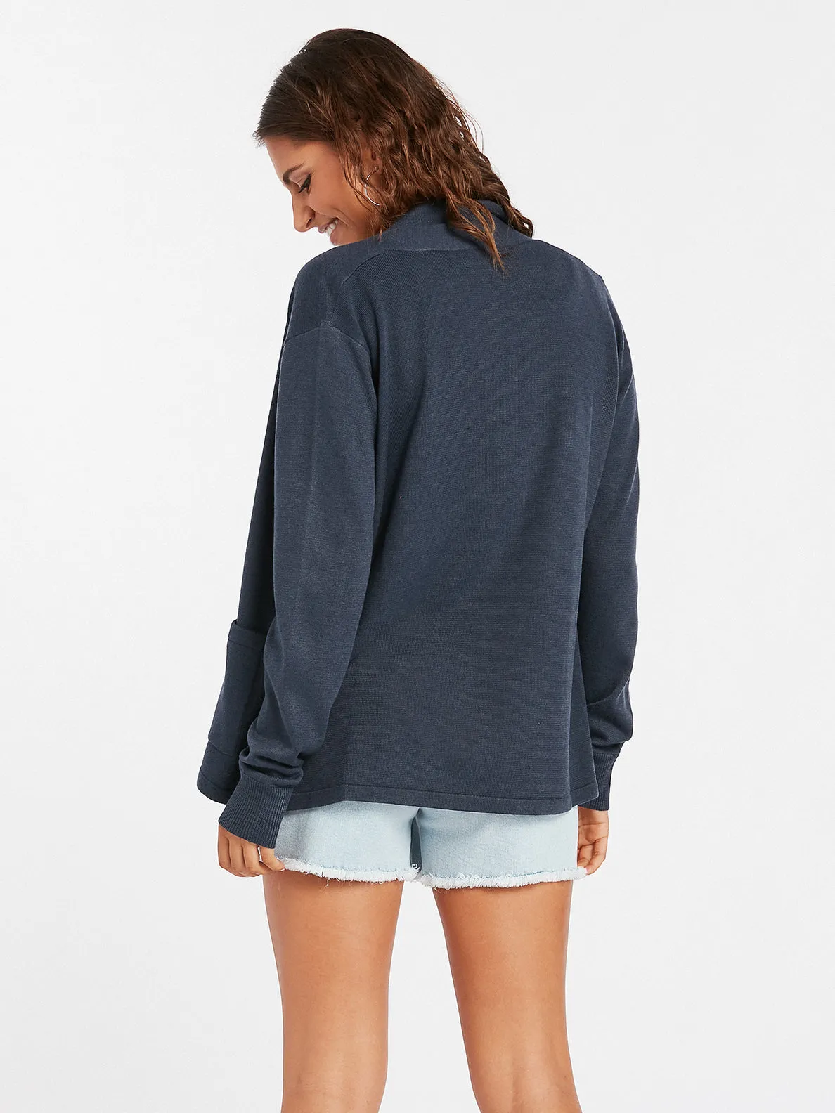 Volcom Breezy Babe Wrap Sweater-Midnight Blue