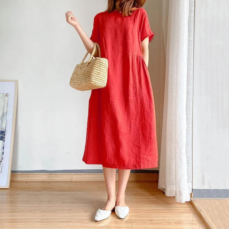 Women Loose Cozy Plus Sizes Midi Dresses