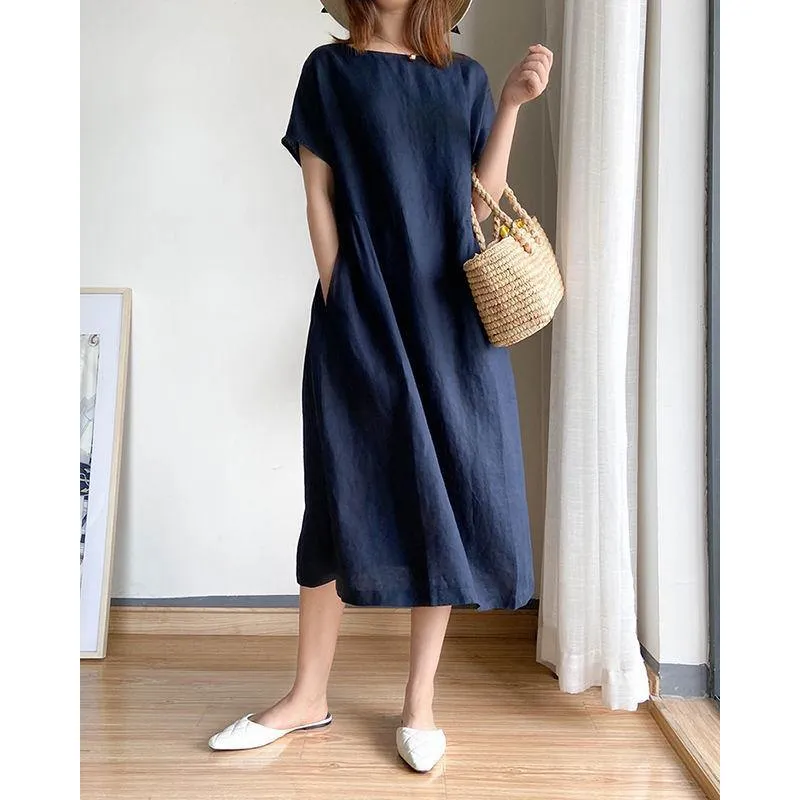 Women Loose Cozy Plus Sizes Midi Dresses