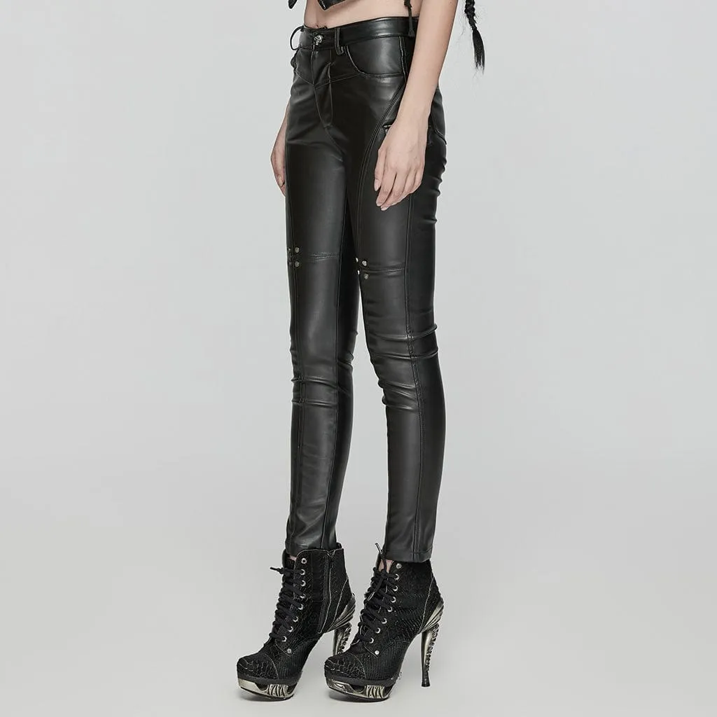 Women's Punk Splice Faux Leather Pants