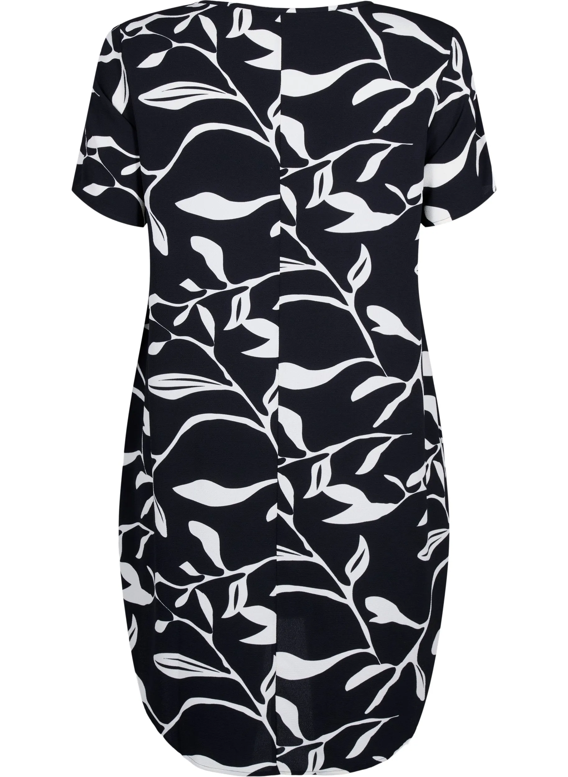 Zizzi Anni Dress in Black With Leaf Print