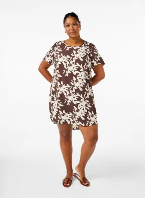 Zizzi Anni Dress in Brown Floral Print